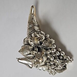 Vintage Silver Plated Fruit Cornucopia Centerpiece Heavy Marked